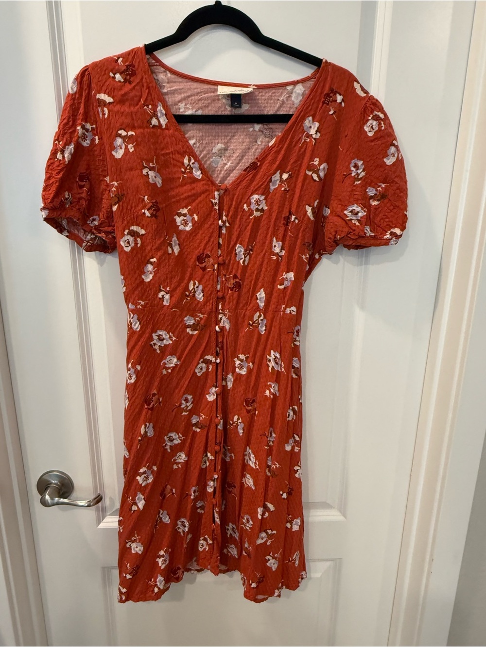 Universal Thread Rust Orange Floral Button-Front Mini Dress